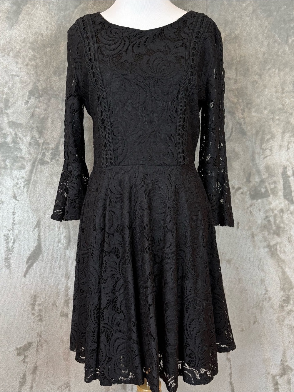 Francesca’s Black Lace Overlay Mini Dress Wmn’s M